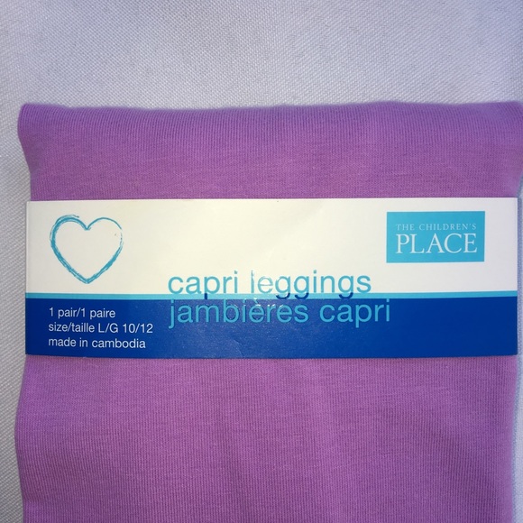 Childrens Place Girls Light Purple Capri Leggings, Decorative lace at ankle - Picture 2 of 5